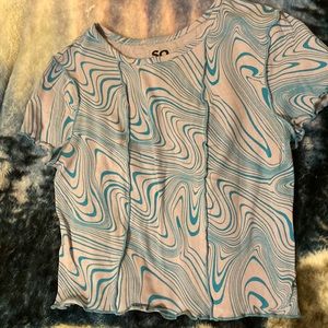 blue and purple ribbed tee